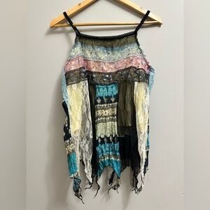 Vintage Y2K Multicolor Bohemian Lace Top Fairycore